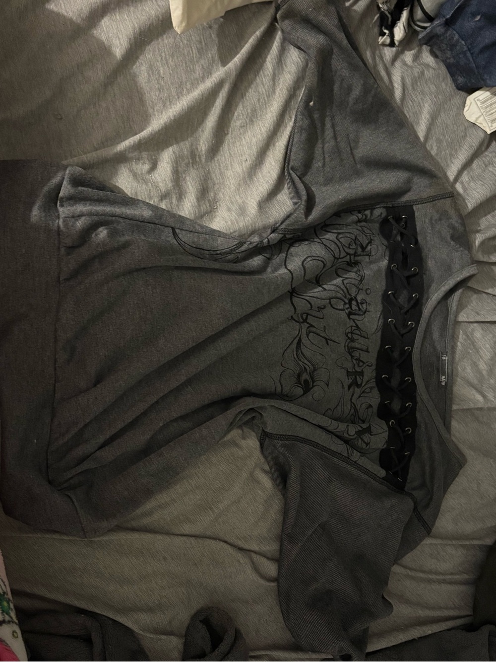 Women’s Charcoal Lace-Up Front Sweatshirt